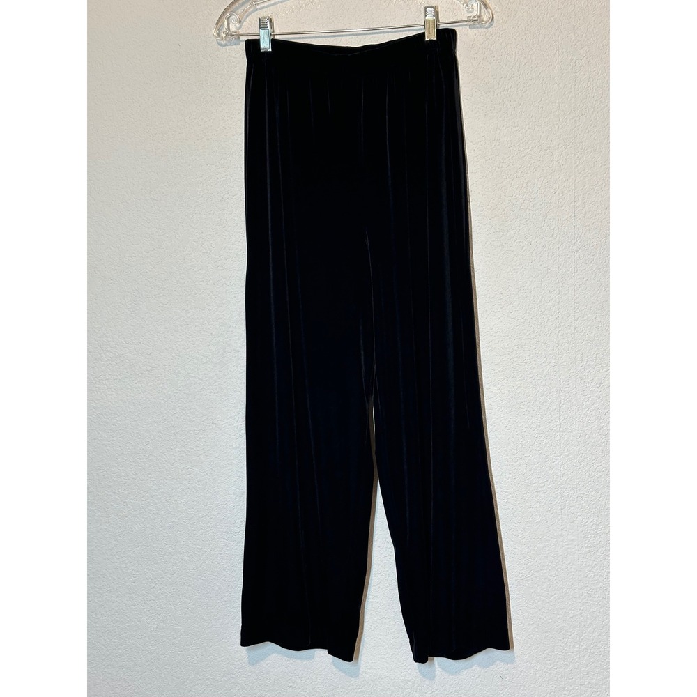 Bob Mackie Wearable Art Black Velvet Wide Leg Pants Elastic Waist Womens Medium